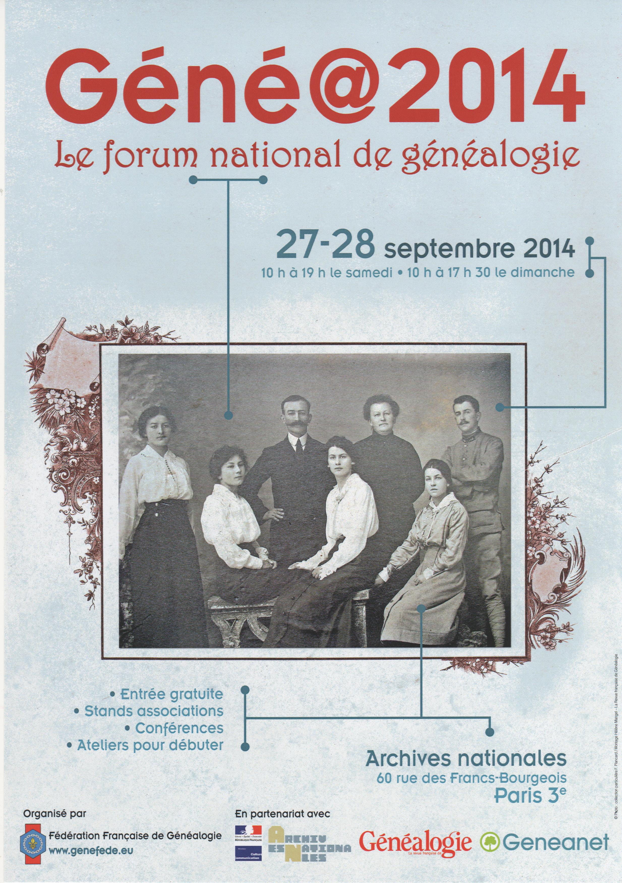 forum national de généalogie 27 et 28 septembre 2014